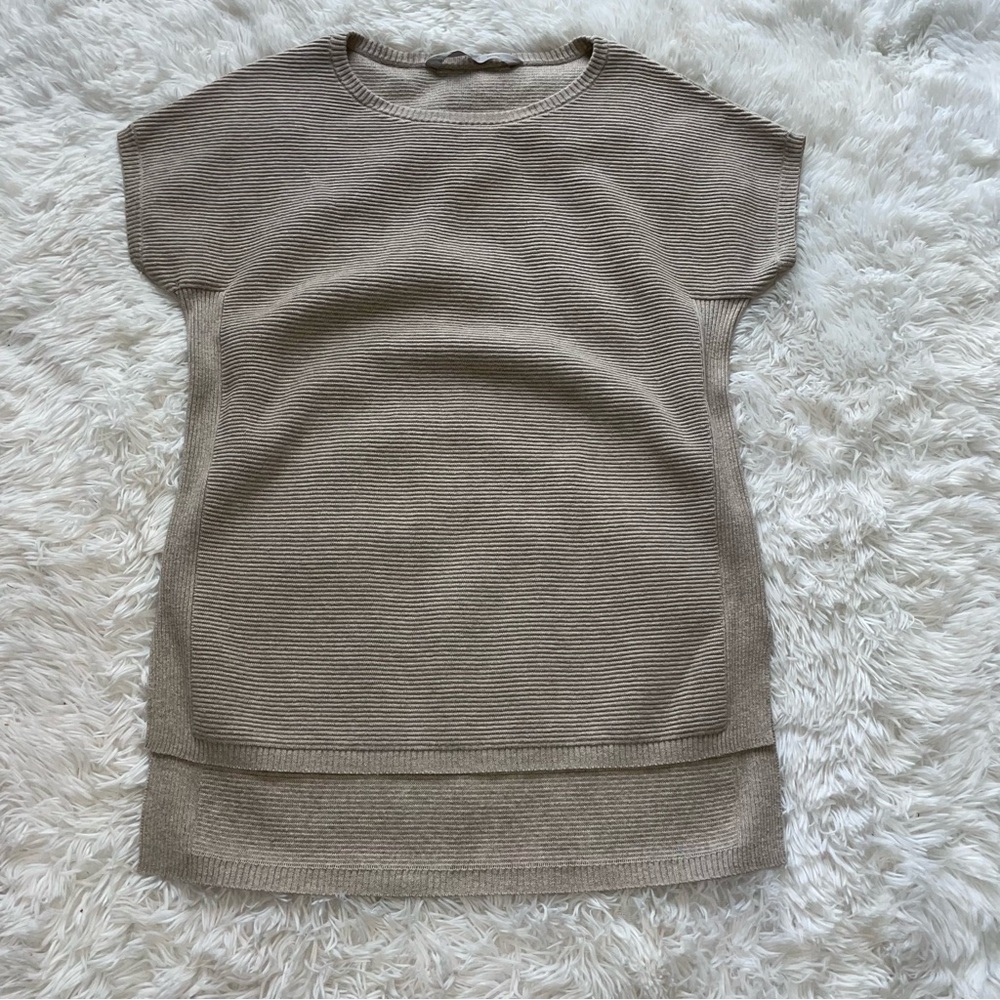 Athleta Aster Ribbed Knit Raglan Short Sleeve Tunic Sweater
